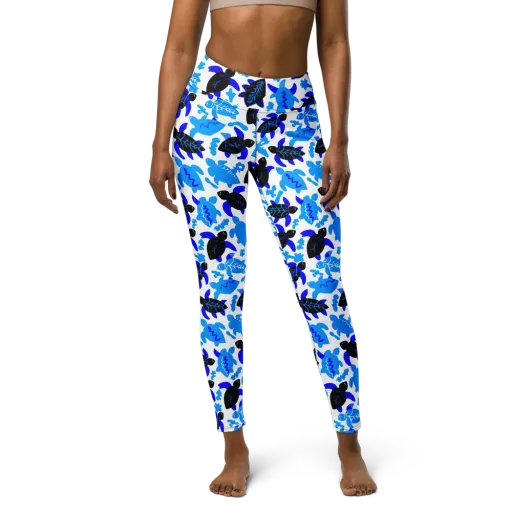 Azure Shell Shuffle on a Yoga Leggings