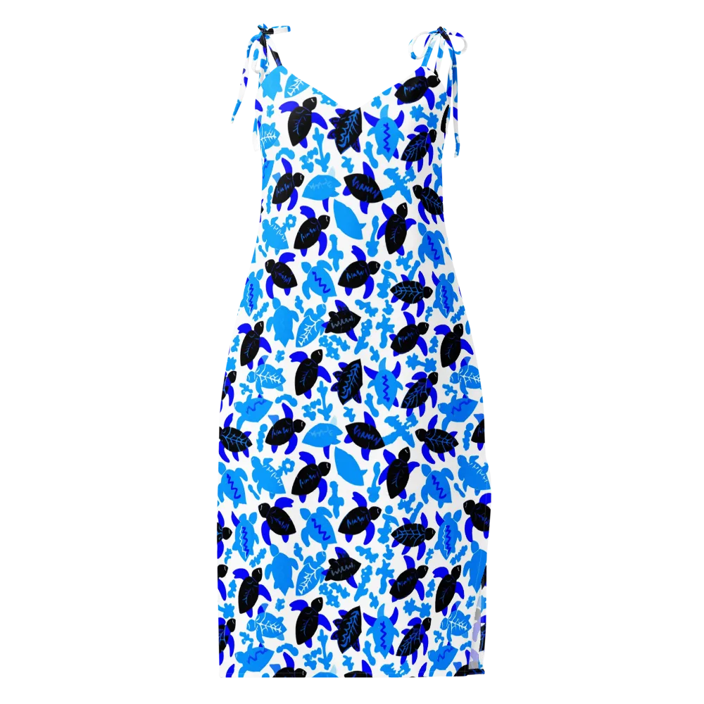 Azure Shell Shuffle on Slip Dress — Front