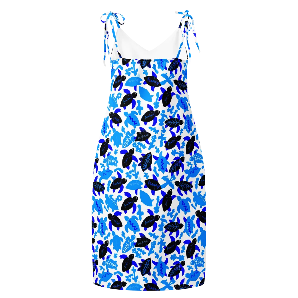 Azure Shell Shuffle on Slip Dress — Back