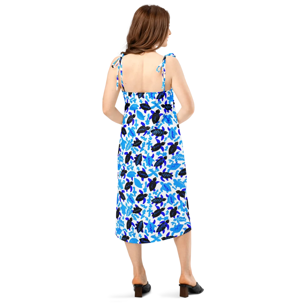 Azure Shell Shuffle on Slip Dress — Back