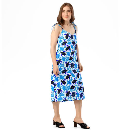 Azure Shell Shuffle on a Slip Dress