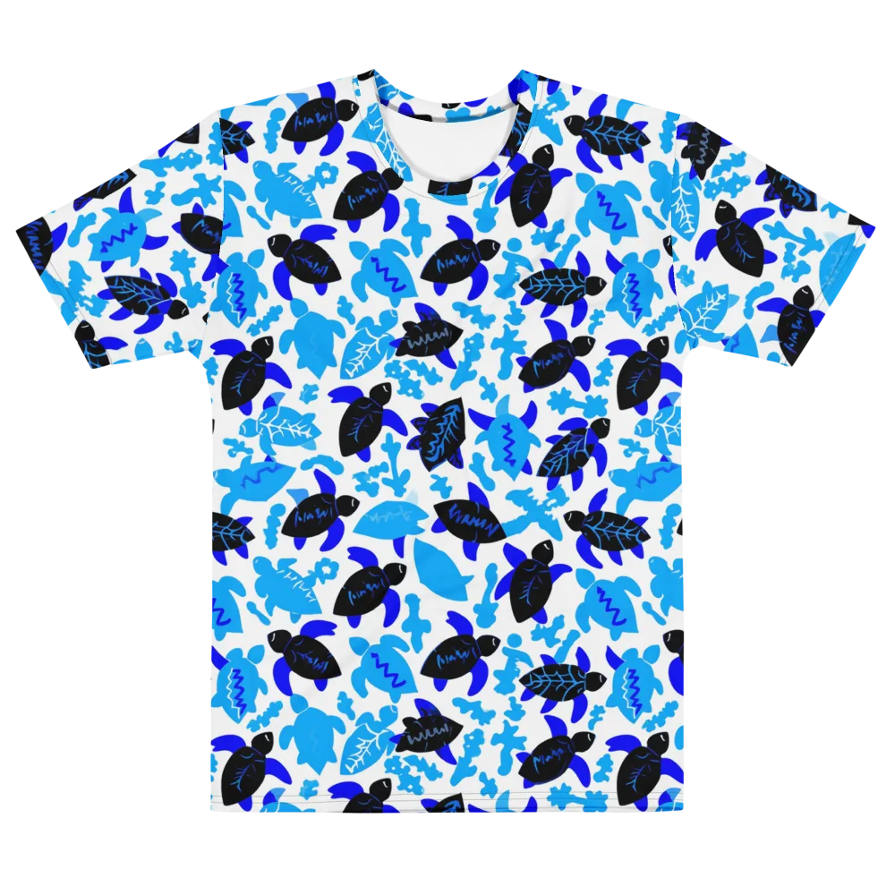 Azure Shell Shuffle on Men's Cotton Crew Neck T-Shirt — Front