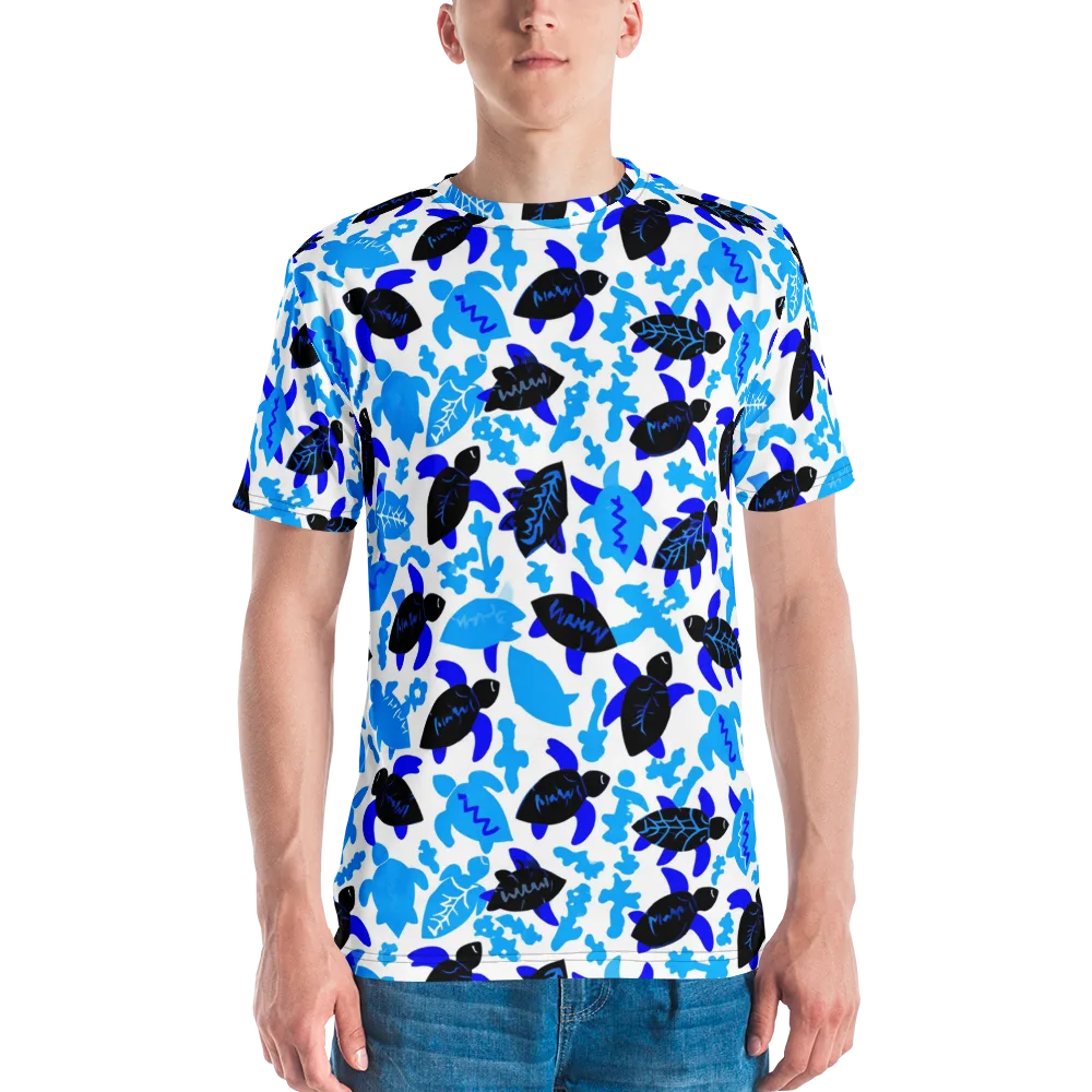 Azure Shell Shuffle on Men's Crew Neck T-Shirt — Front