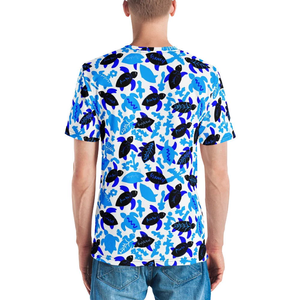 Azure Shell Shuffle on Men's Crew Neck T-Shirt — Back