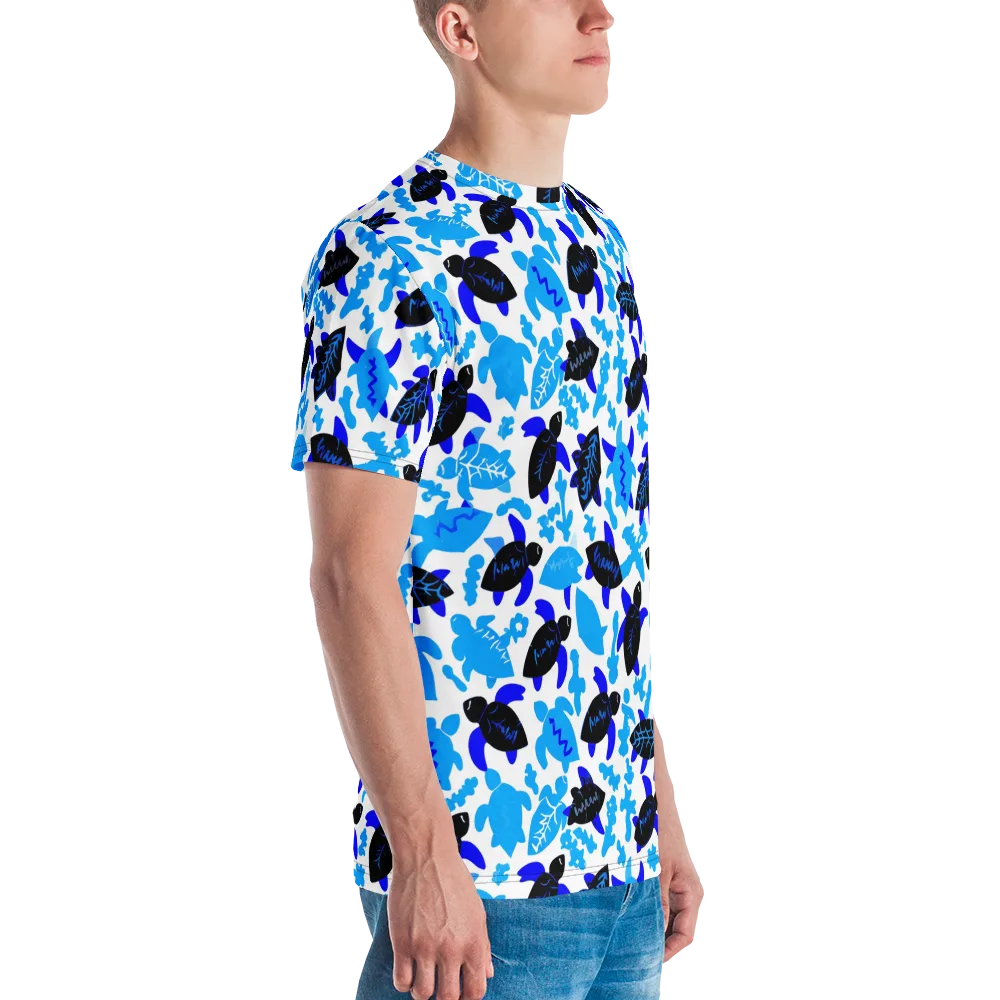 Azure Shell Shuffle on Men's Crew Neck T-Shirt — Right