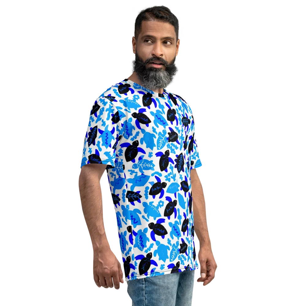 Azure Shell Shuffle on Men's Crew Neck T-Shirt — Right