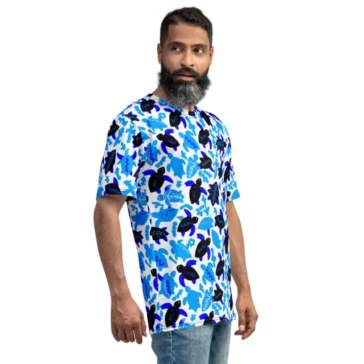 Azure Shell Shuffle on a Men's Crew Neck T-Shirt