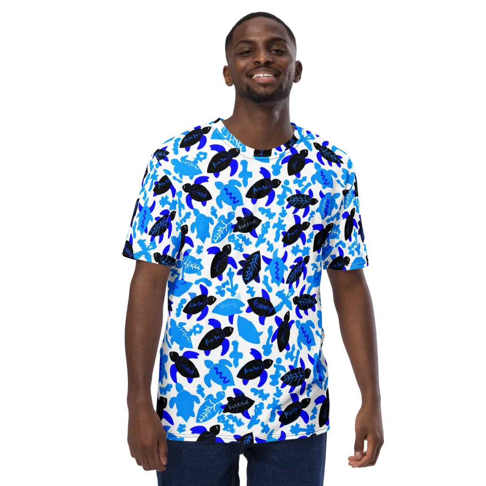 Azure Shell Shuffle on Men's Crew Neck T-Shirt — Front