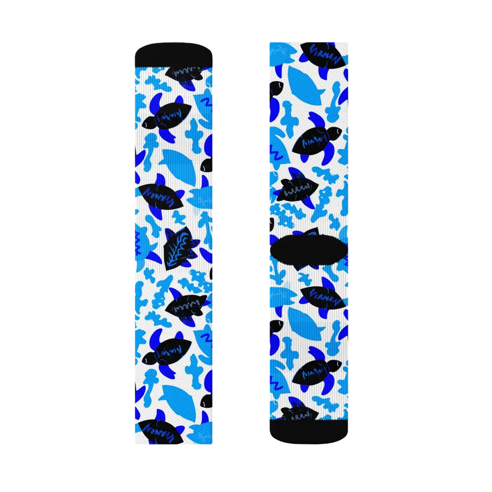 Azure Shell Shuffle on Socks — Left Sock