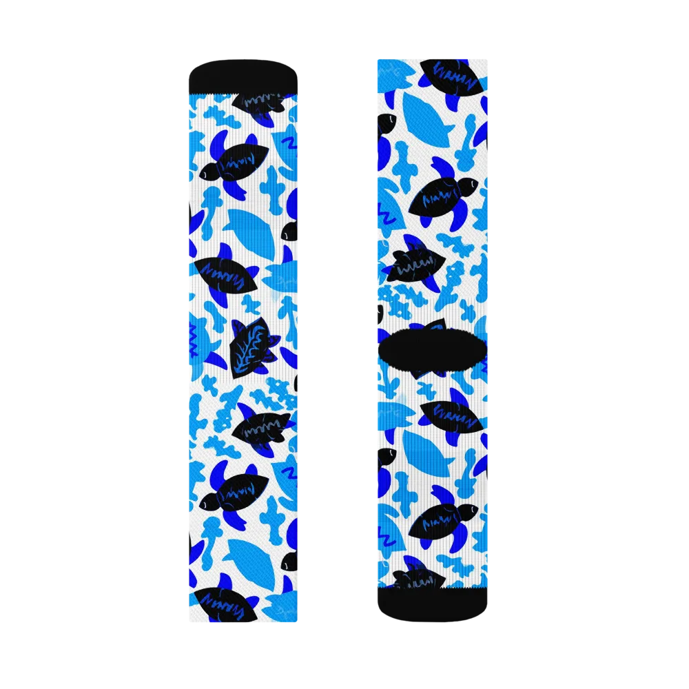 Azure Shell Shuffle on Socks — Right Sock