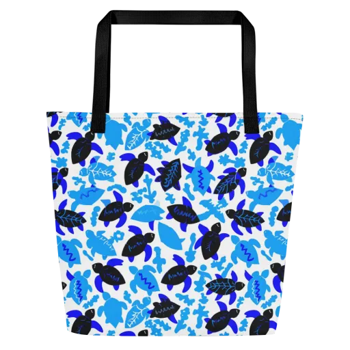 Azure Shell Shuffle on a Large Tote Bag W/ Pocket