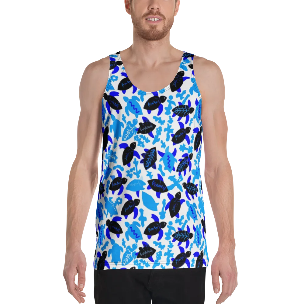 Azure Shell Shuffle on Men's Tank Top — Front