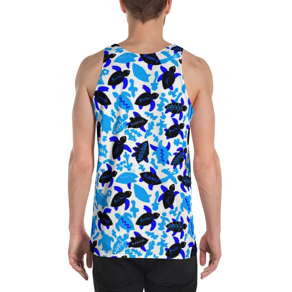 Azure Shell Shuffle on Men's Tank Top — Back