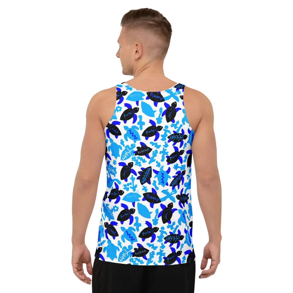 Azure Shell Shuffle on Men's Tank Top — Back