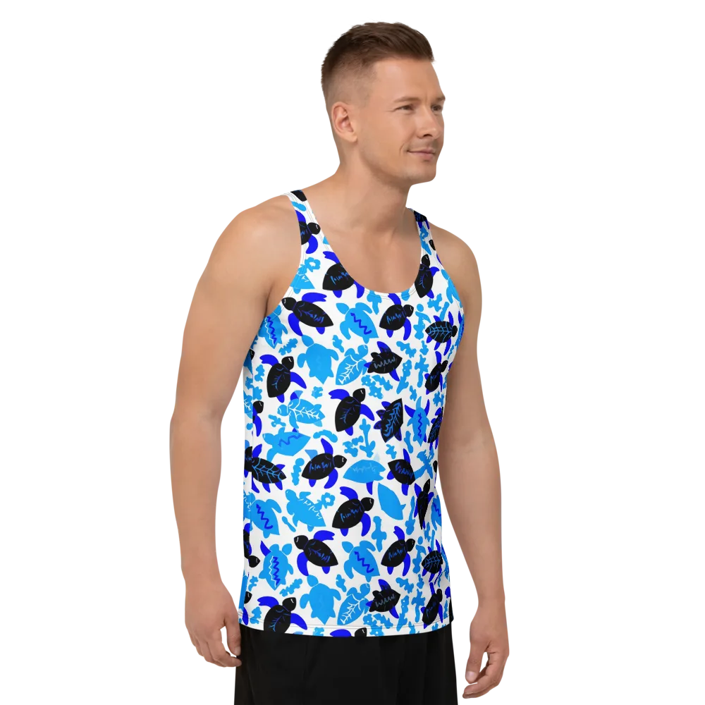 Azure Shell Shuffle on Men's Tank Top — Right Front