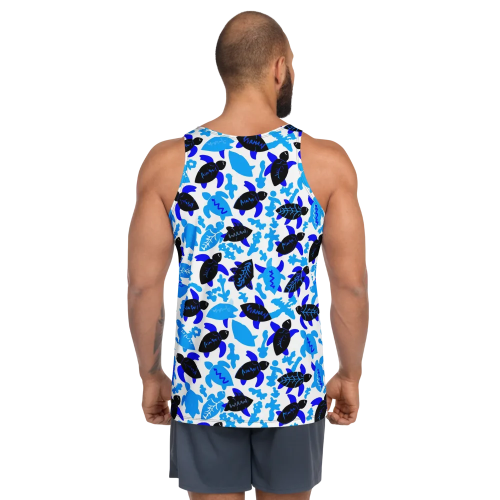 Azure Shell Shuffle on Men's Tank Top — Back