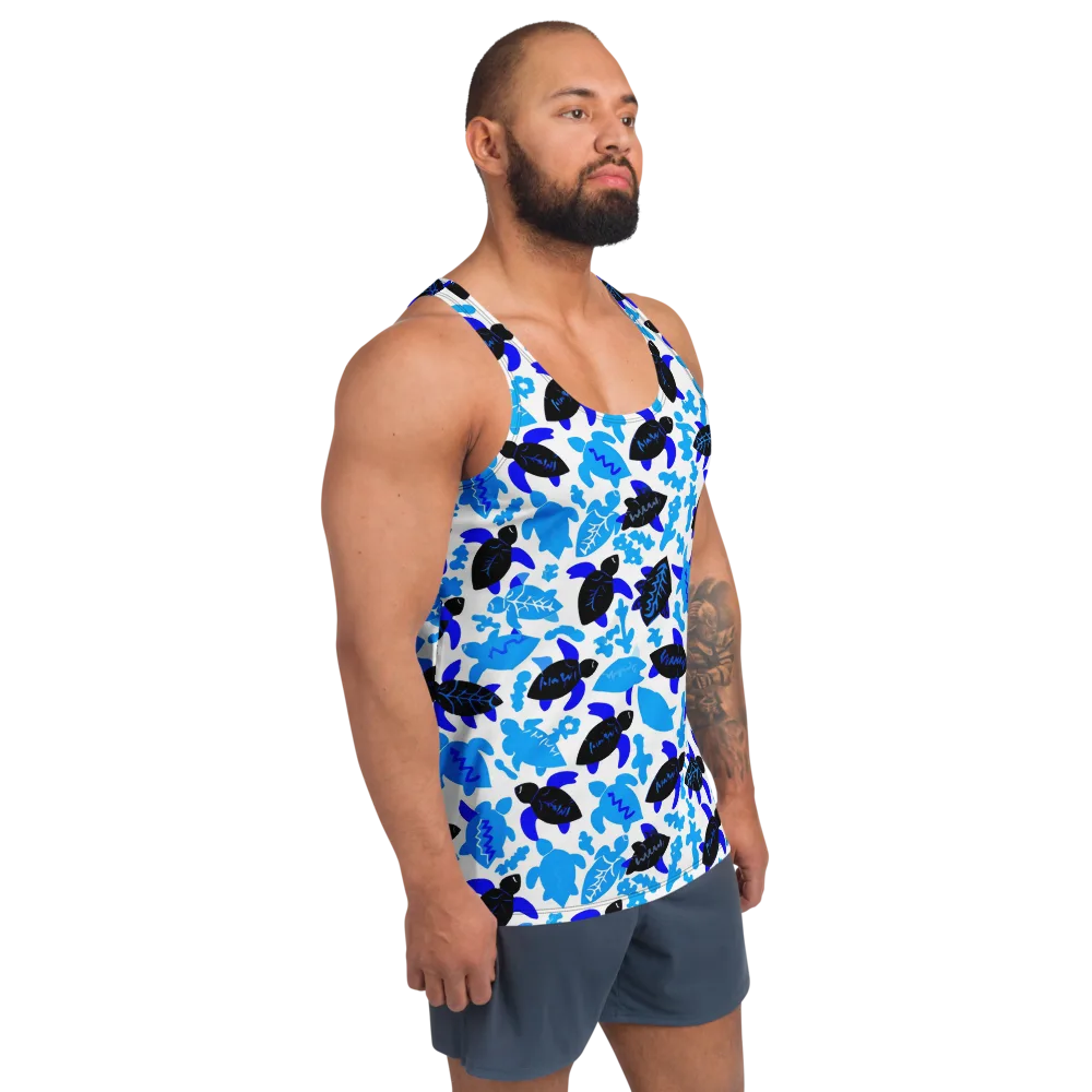 Azure Shell Shuffle on Men's Tank Top — Right Front