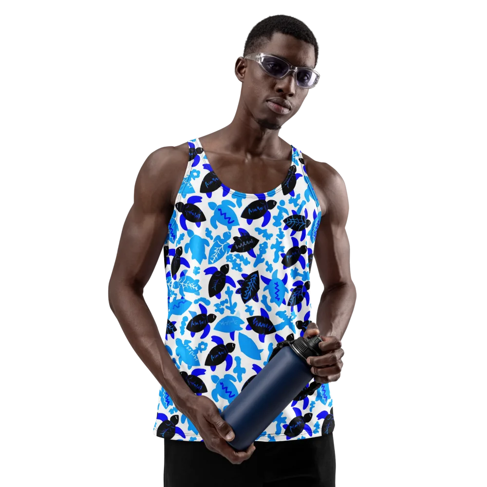 Azure Shell Shuffle on Men's Tank Top — Front