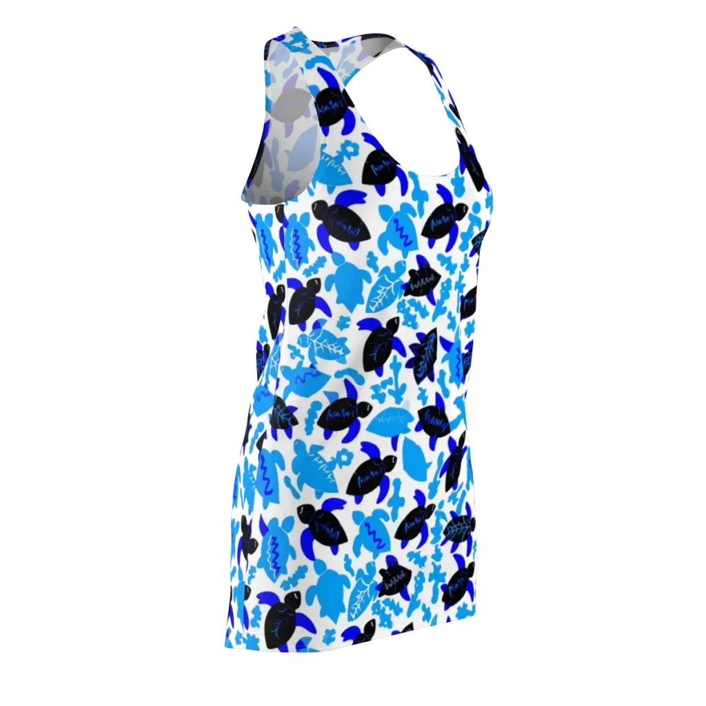 Azure Shell Shuffle on Racerback Dress — Front Side