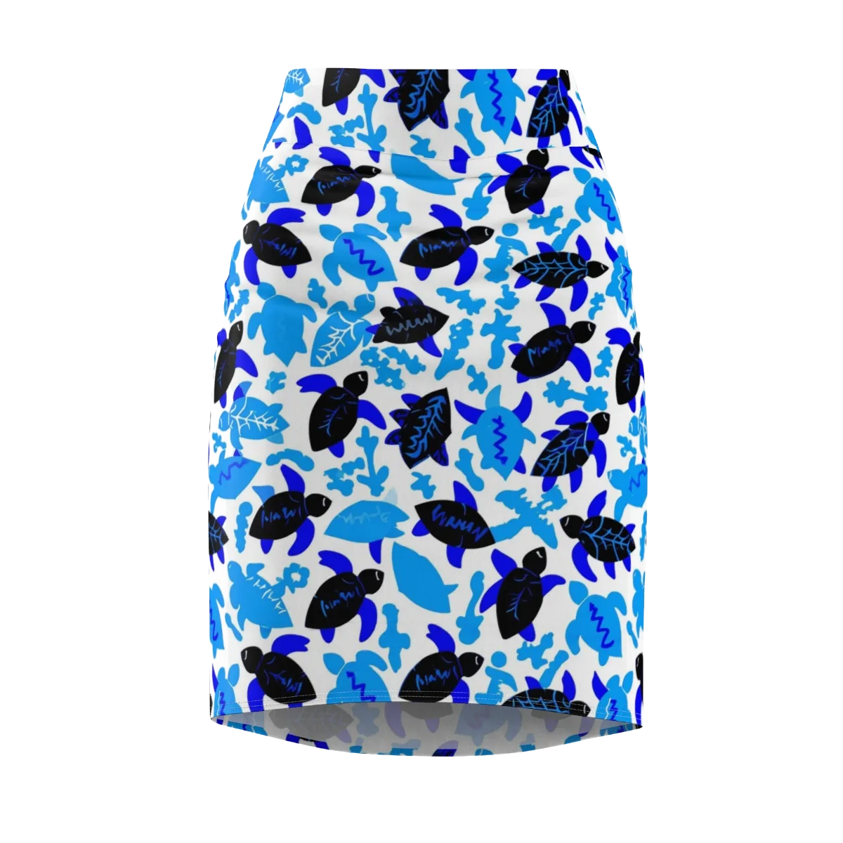 Azure Shell Shuffle on Pencil Skirt — Front