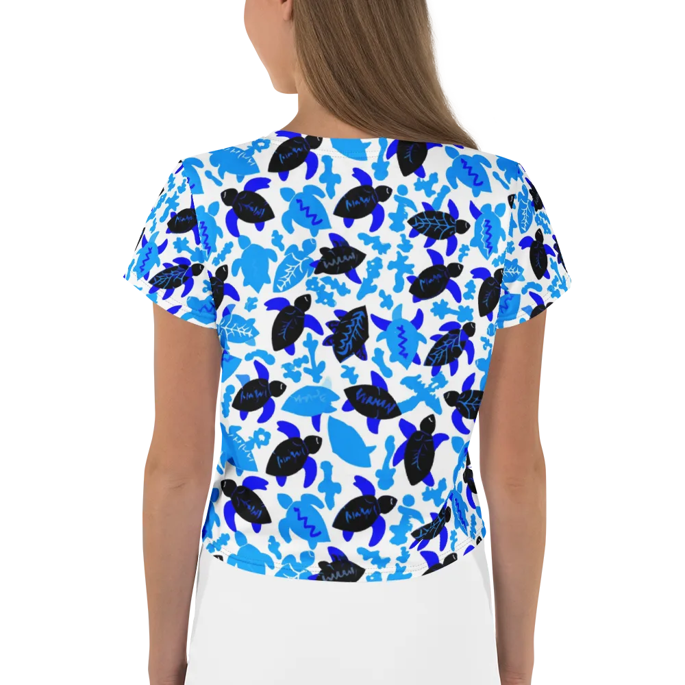 Azure Shell Shuffle on Crop Tee — Back