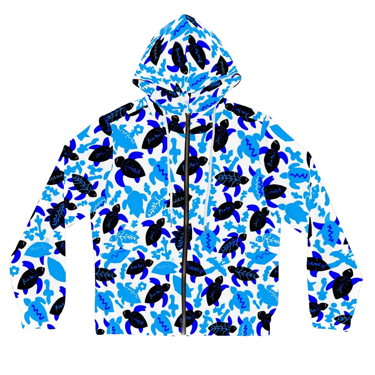 Azure Shell Shuffle on Women's Full-Zip Hoodie — Front