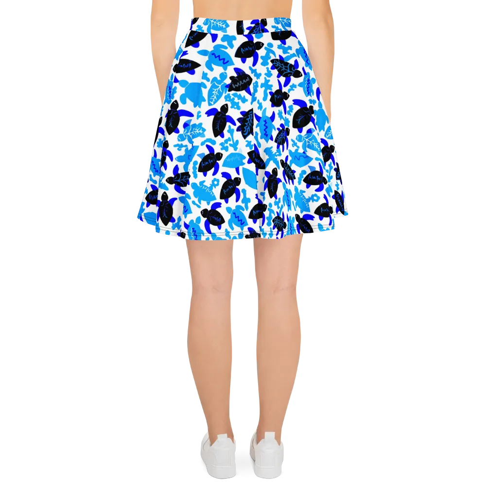 Azure Shell Shuffle on Skater Skirt — Back