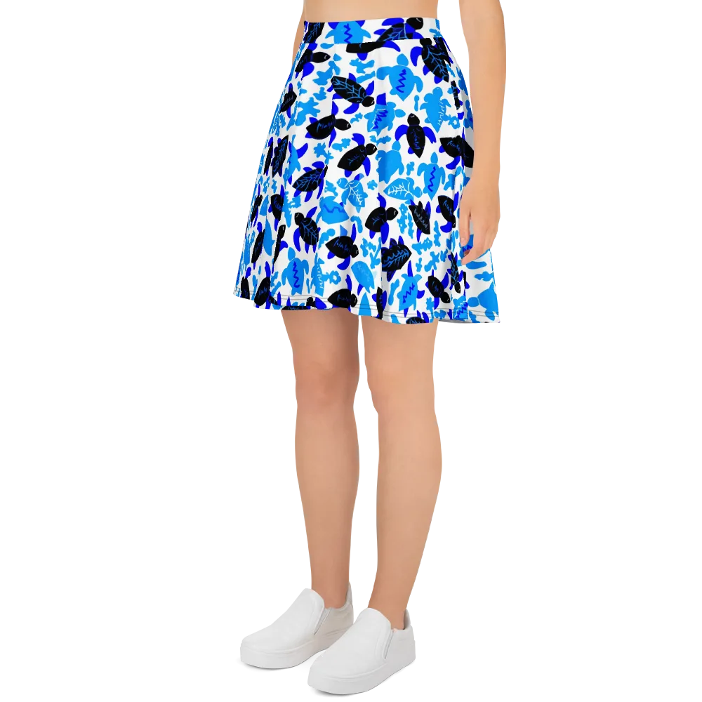 Azure Shell Shuffle on Skater Skirt — Left