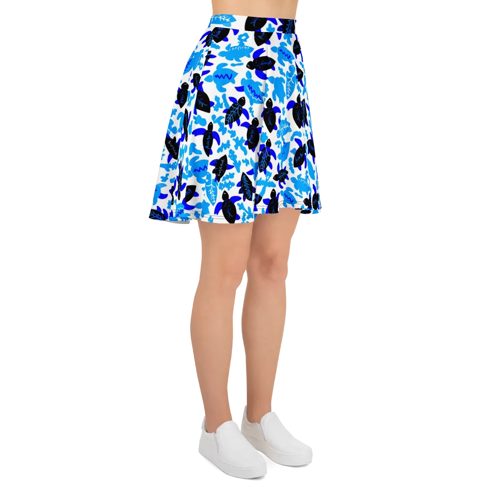 Azure Shell Shuffle on Skater Skirt — Right