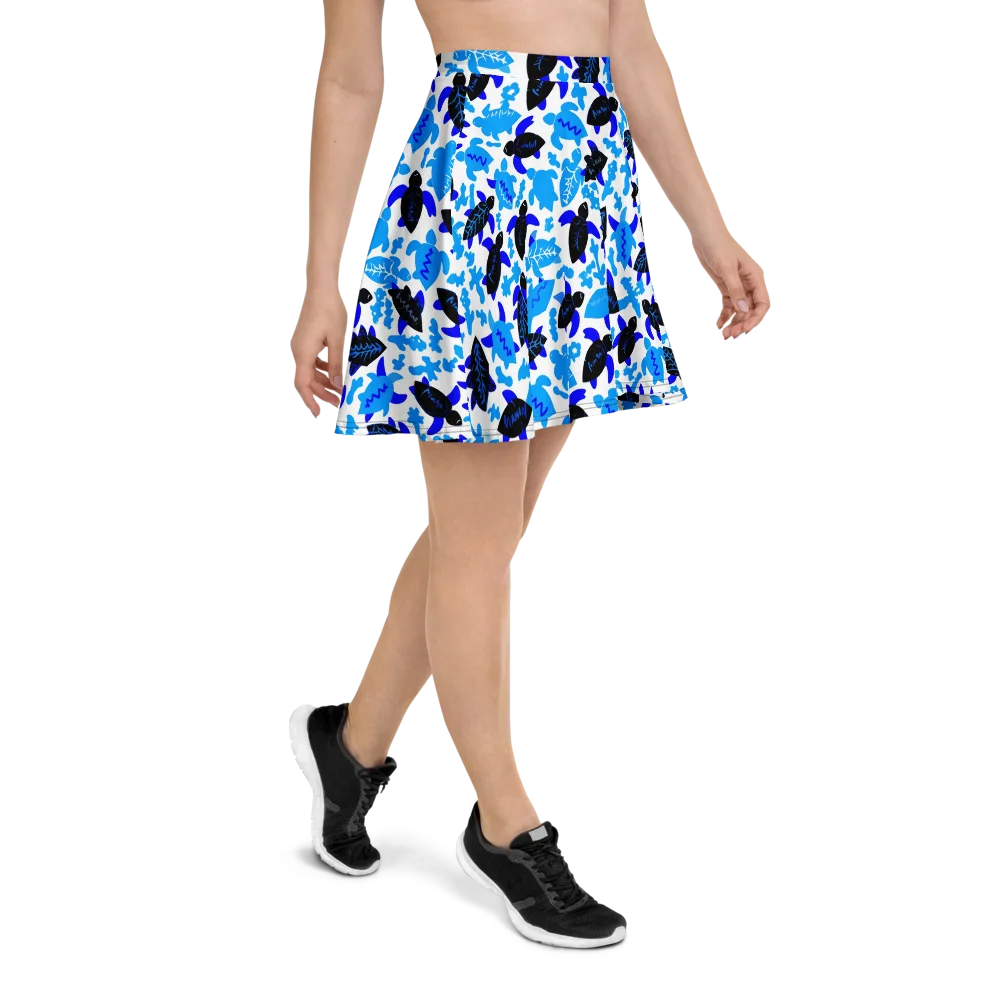Azure Shell Shuffle on Skater Skirt — Right