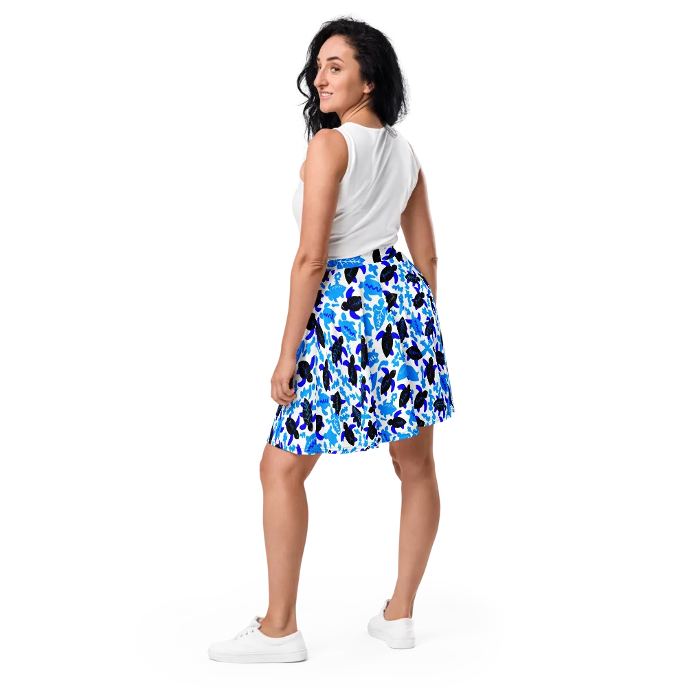 Azure Shell Shuffle on Skater Skirt — Back