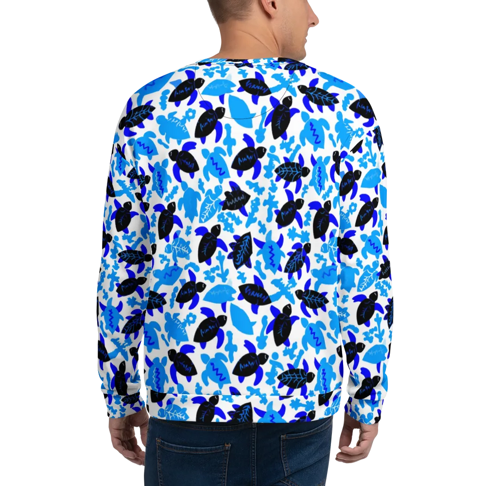 Azure Shell Shuffle on Sweatshirt — Back