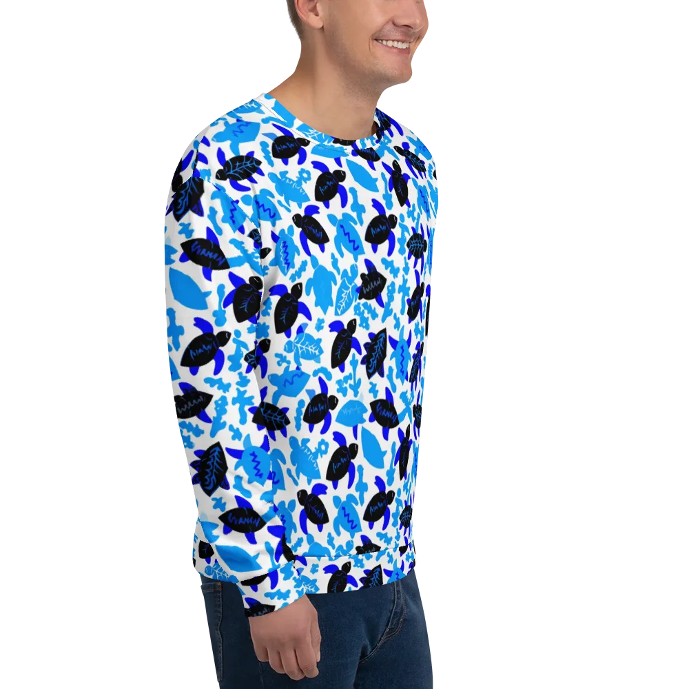 Azure Shell Shuffle on Sweatshirt — Right Front