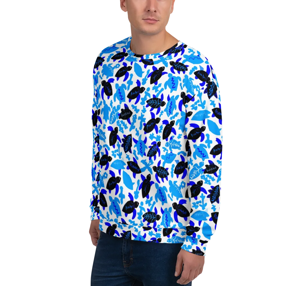 Azure Shell Shuffle on Sweatshirt — Left Front