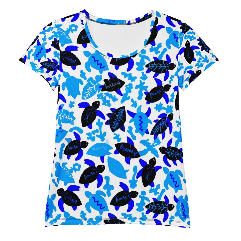 Azure Shell Shuffle on Women's Athletic T-Shirt — Front