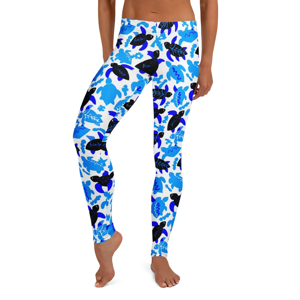 Azure Shell Shuffle on Leggings — Front