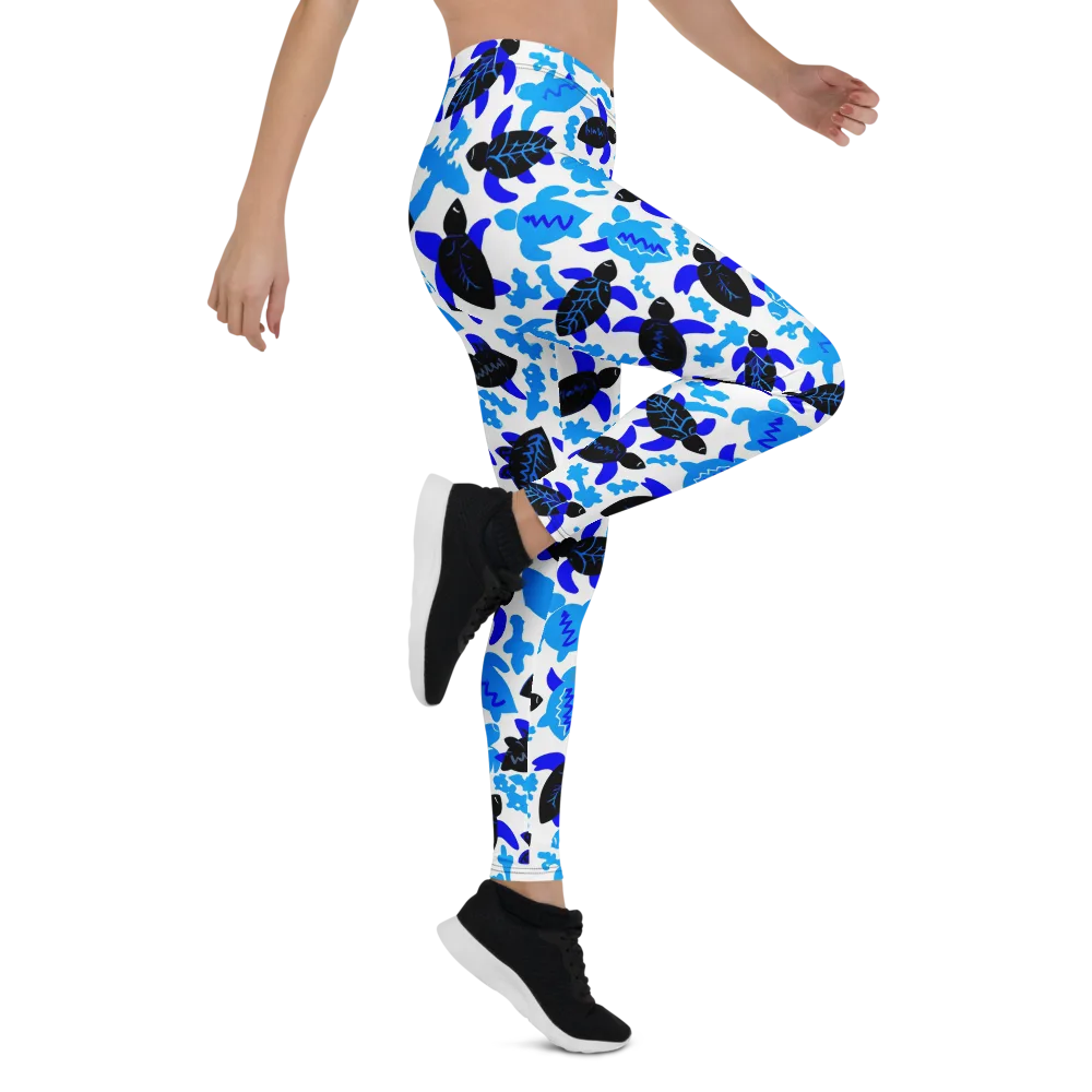 Azure Shell Shuffle on Leggings — Right