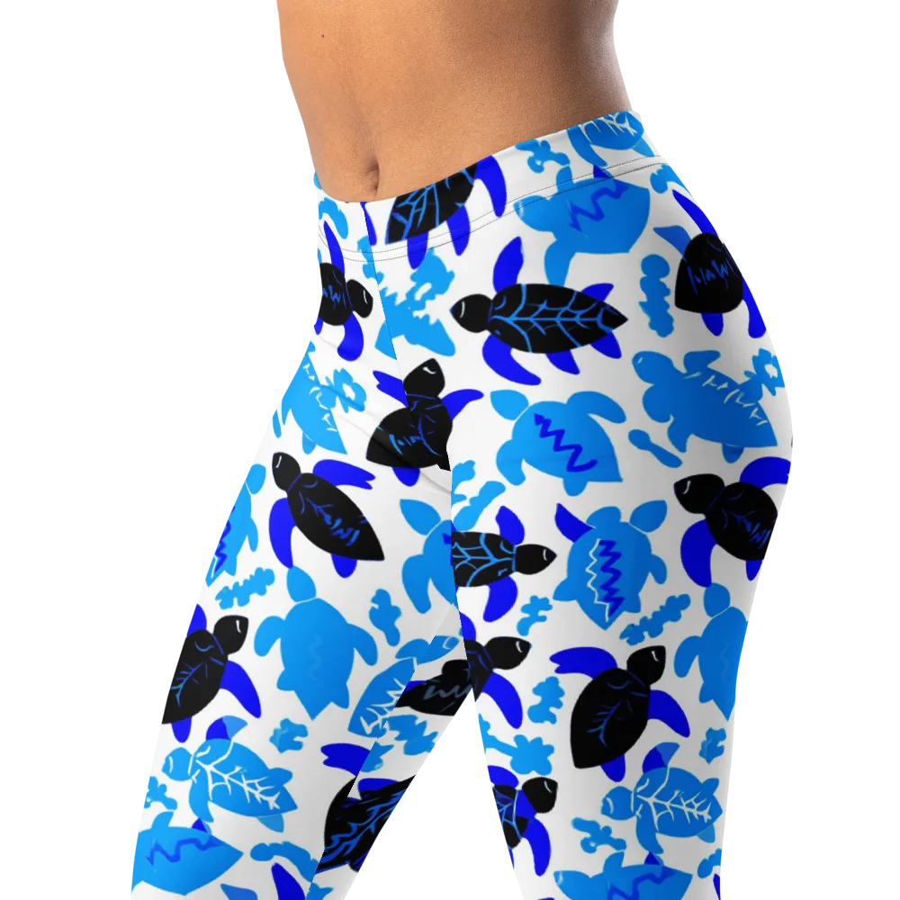 Azure Shell Shuffle on Leggings — Left Front