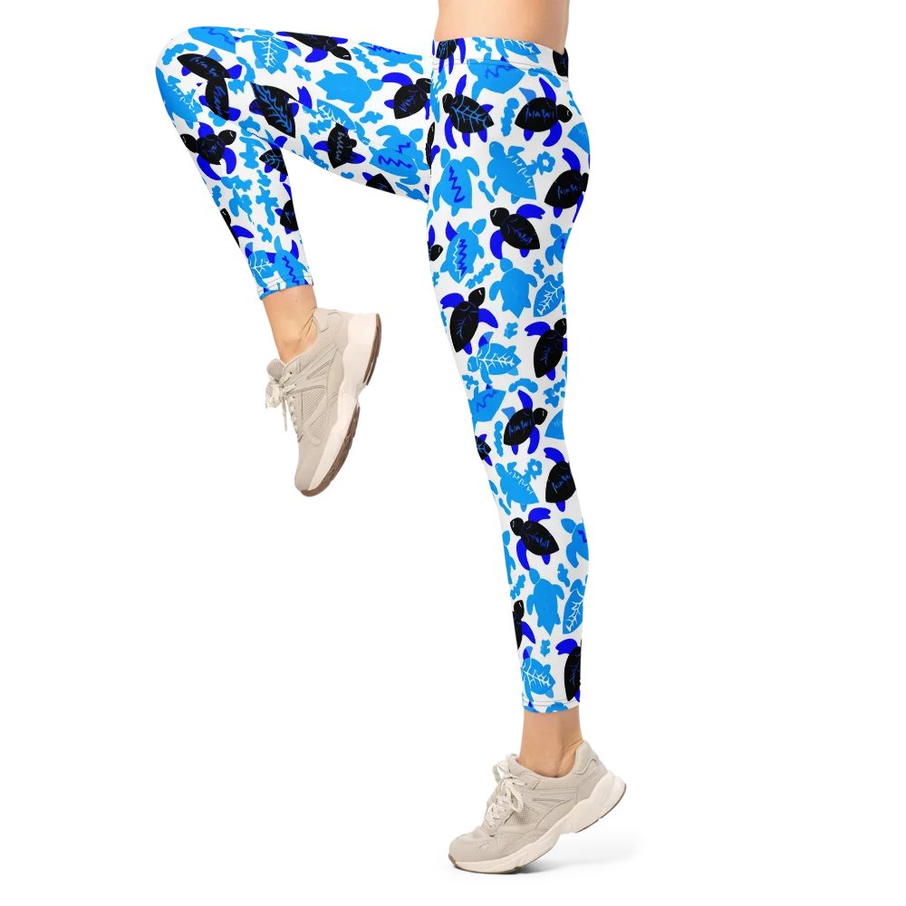 Azure Shell Shuffle on Leggings — Left