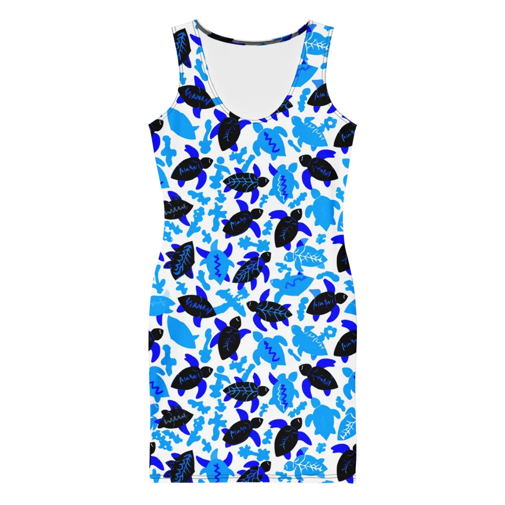Azure Shell Shuffle on Bodycon Dress — Front
