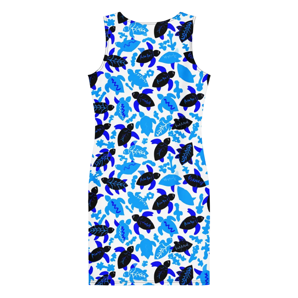 Azure Shell Shuffle on Bodycon Dress — Back