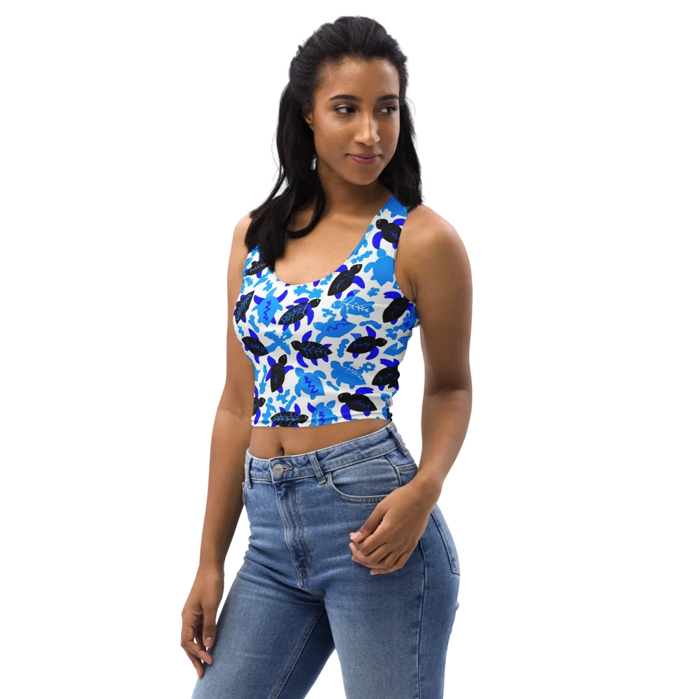 Azure Shell Shuffle on Crop Top — Left Front