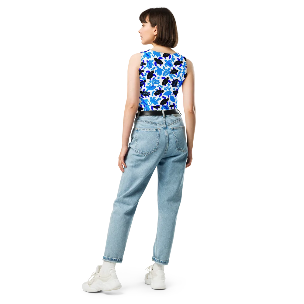 Azure Shell Shuffle on Crop Top — Back