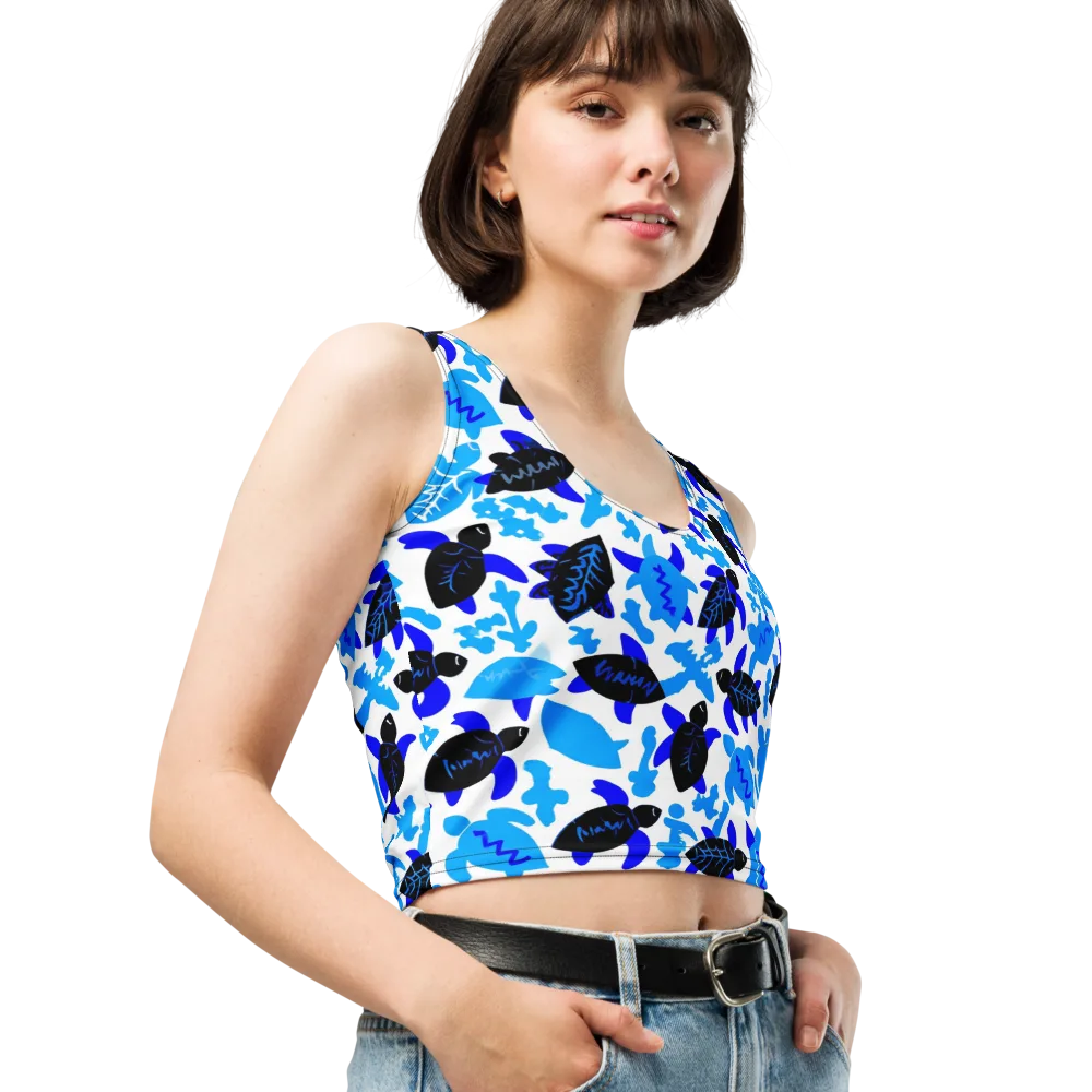 Azure Shell Shuffle on Crop Top — Right Front