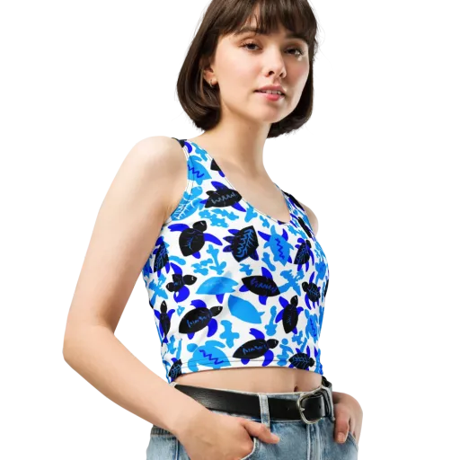 Azure Shell Shuffle on a Crop Top