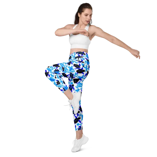 Azure Shell Shuffle on a Leggings with Pockets