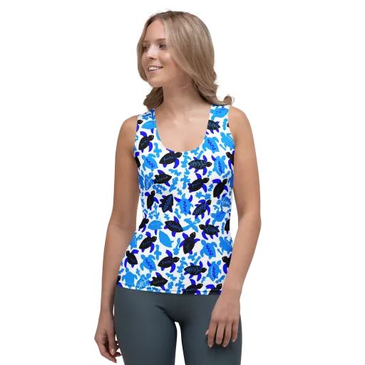 Azure Shell Shuffle on a Women's Tank Top