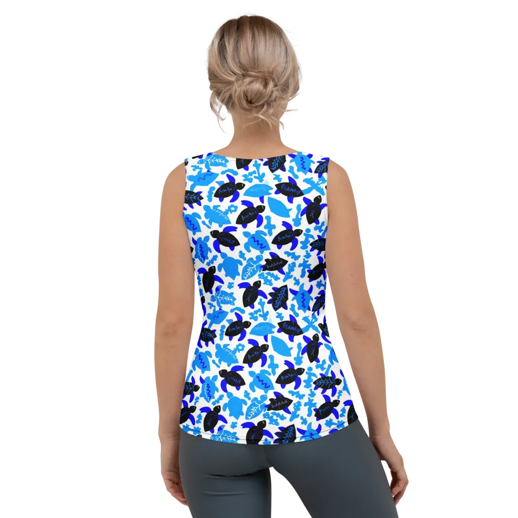 Azure Shell Shuffle on Women's Tank Top — Back