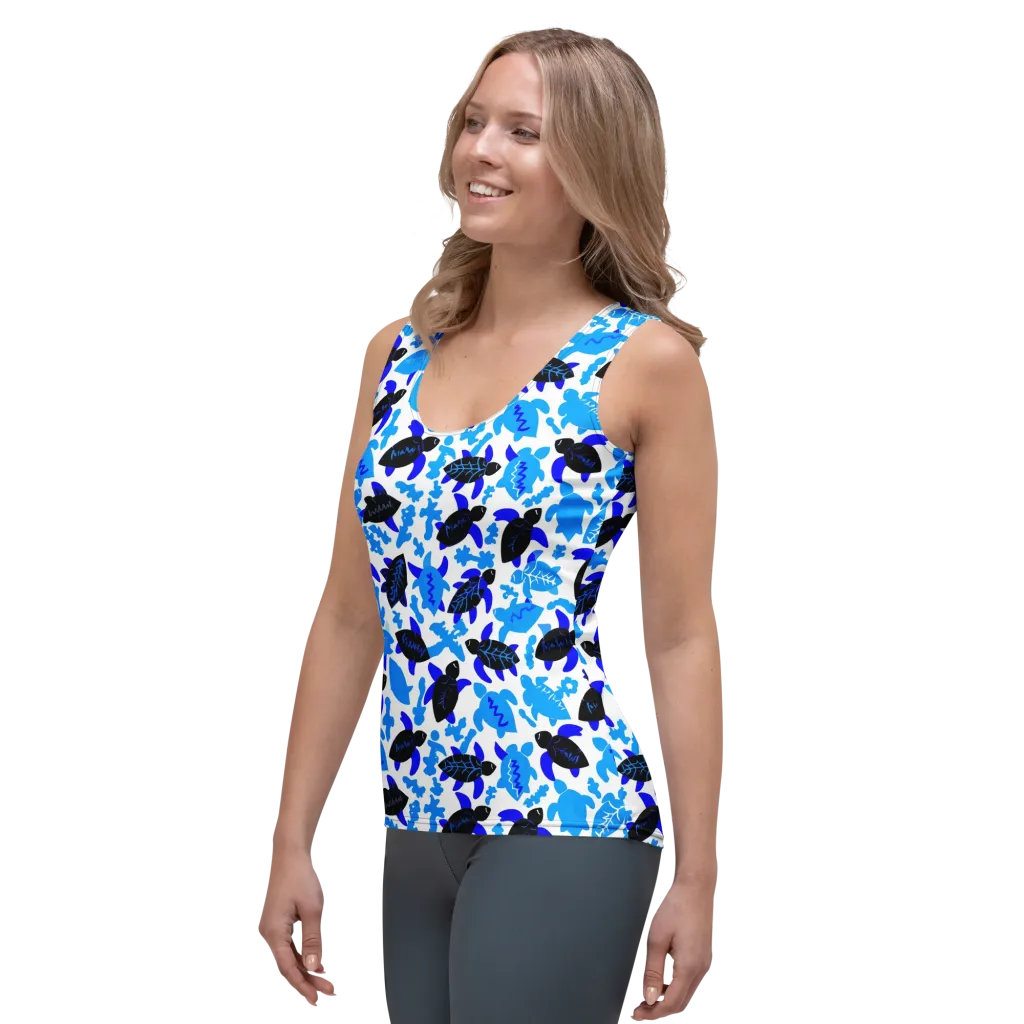 Azure Shell Shuffle on Women's Tank Top — Left Front