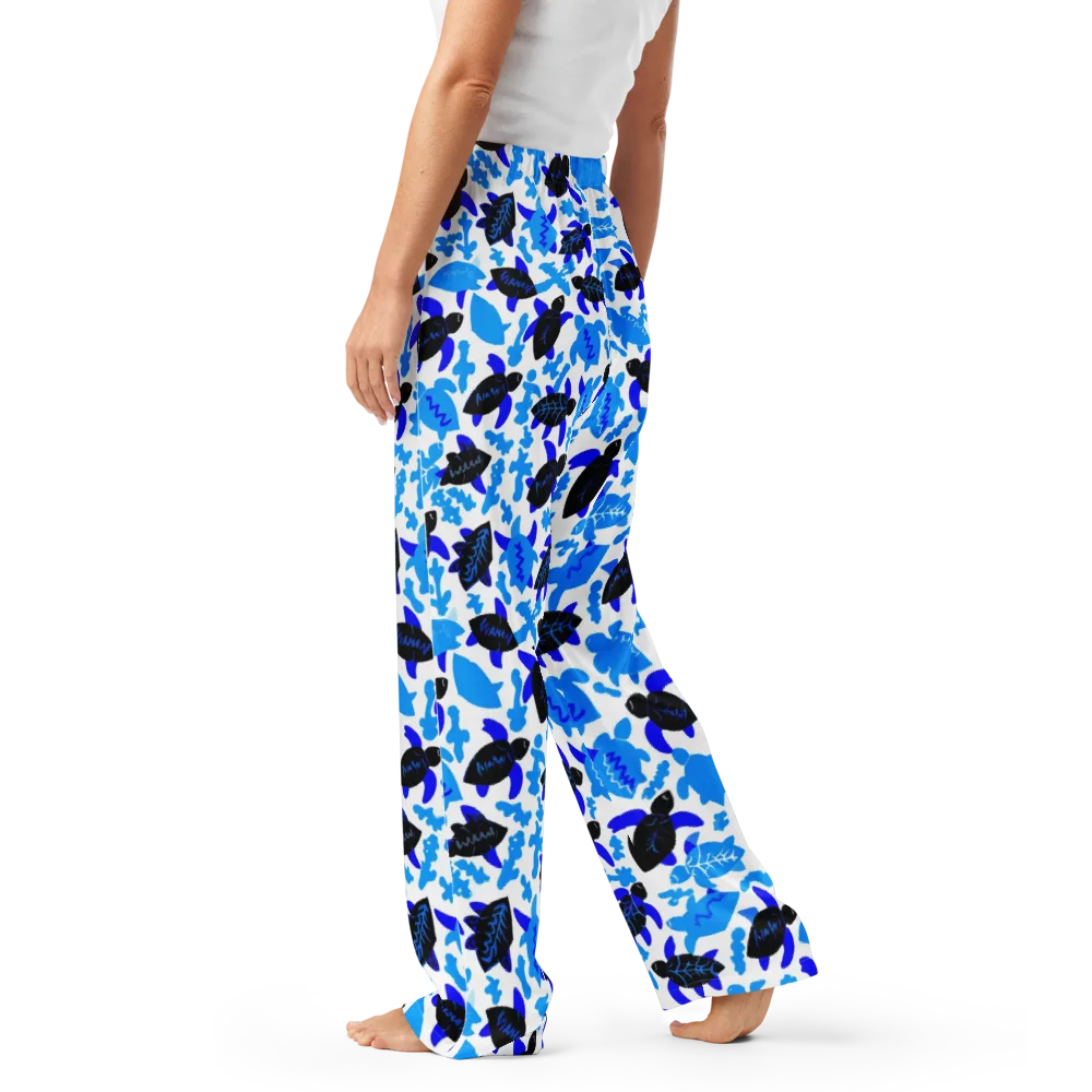 Azure Shell Shuffle on Women's Pajama Pants — Left